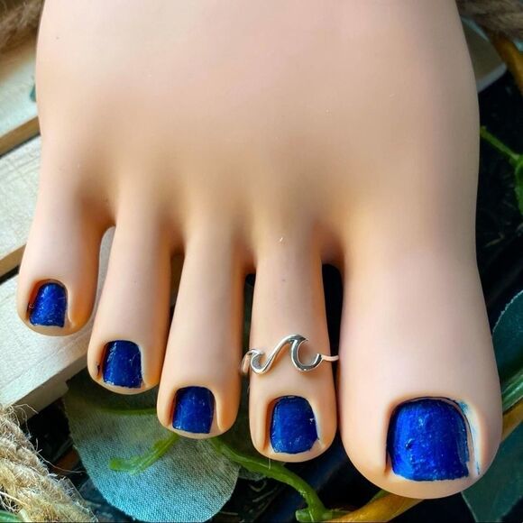 Sterling Silver Double Crashing Waves Toe Ring Midi Ring - Picture 1 of 3